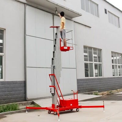 電気アルミニウム マスト リフト 8m 10m 150kg 垂直単一マストの高所作業プラットフォーム